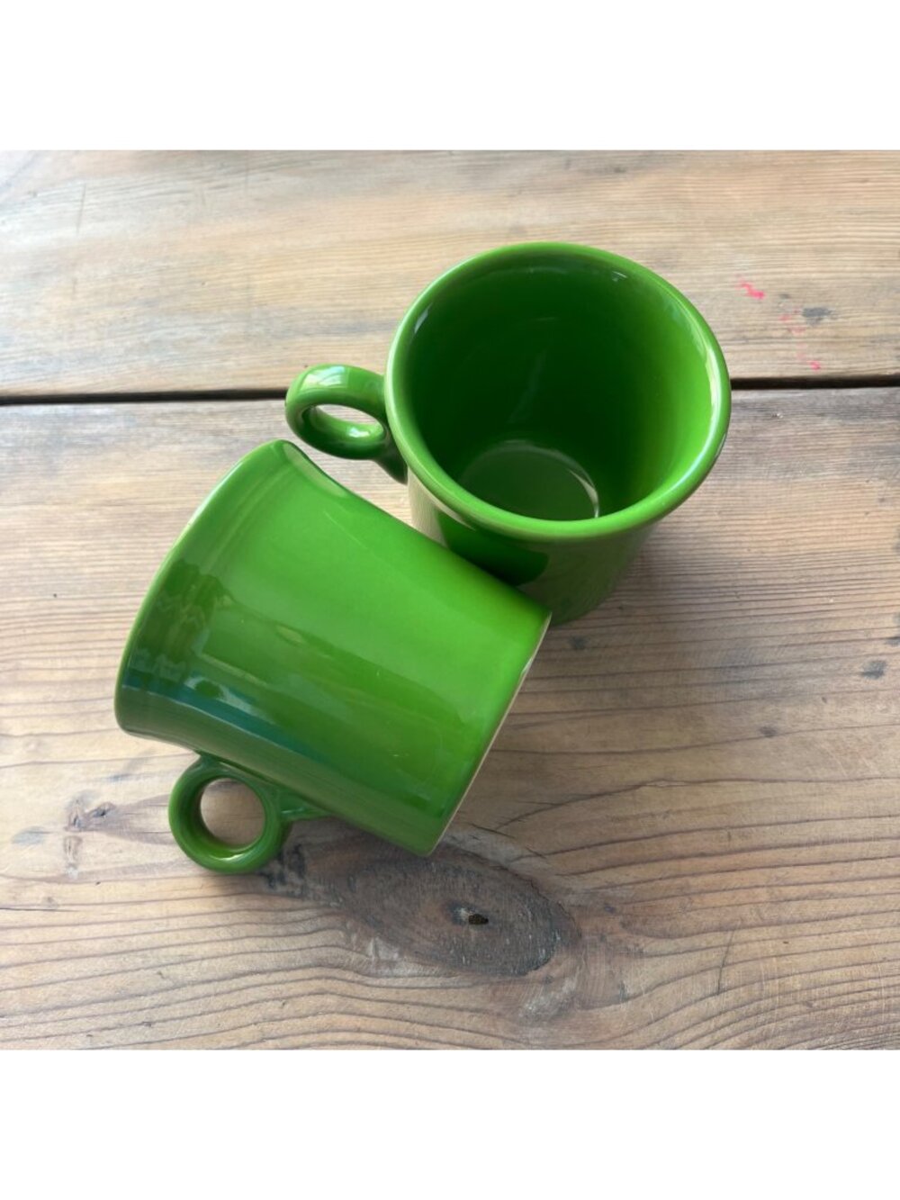 Fiesta Ware Homer Laughlin Green Coffee Mugs Tom & Jerry Set of 2